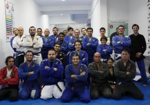 Rocian Gracie Jr. and Professor Konrad Spillmann with Brazilian Jiu Jitsu students at Global Martial Arts USA