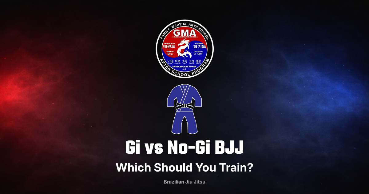 Gi vs no gi BJJ — a gi jacket and a no-gi rash guard side by side