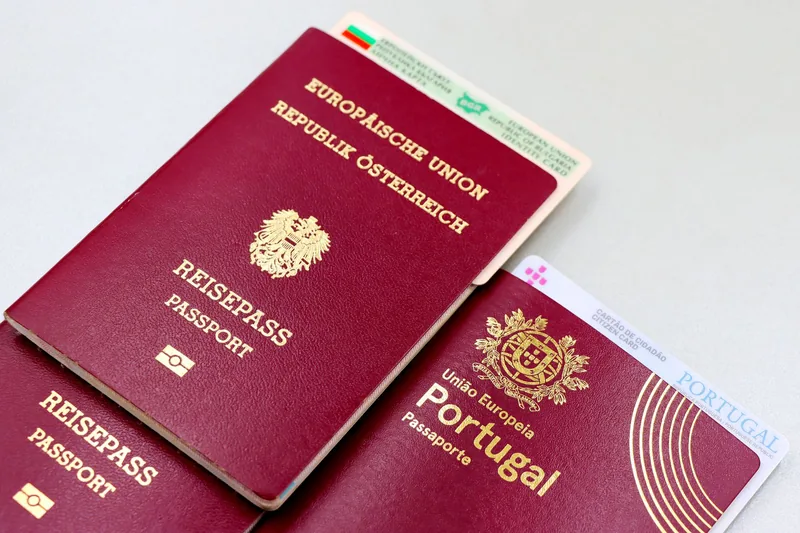 Traveler organizing passport and documents before a trip following travel safety tips