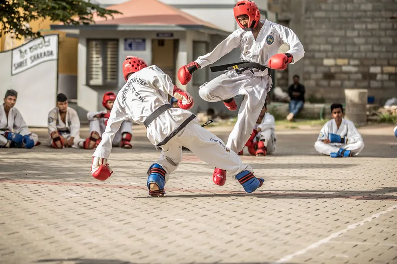 TaeKwonDo competitors sparring — the Olympic era of Korean martial arts history