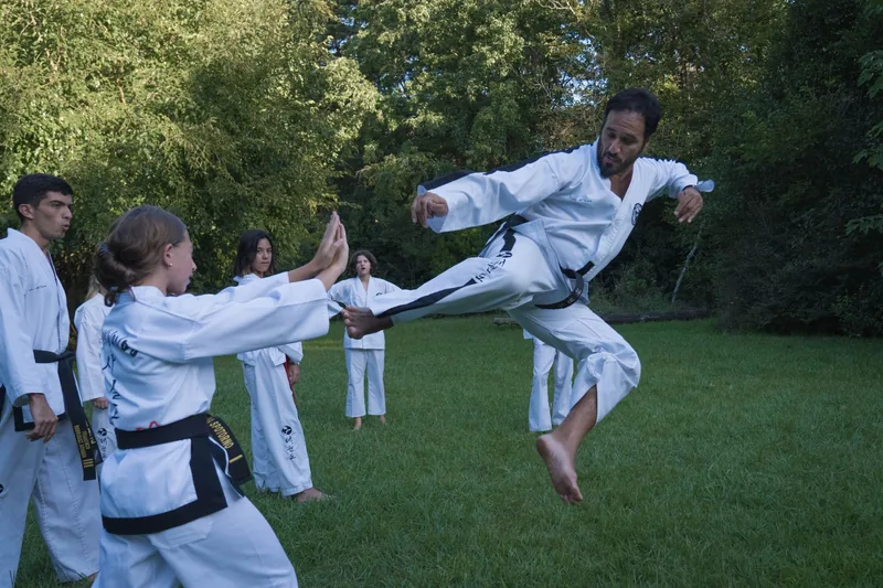 TaeKwonDo students training in class as they work toward black belt rank