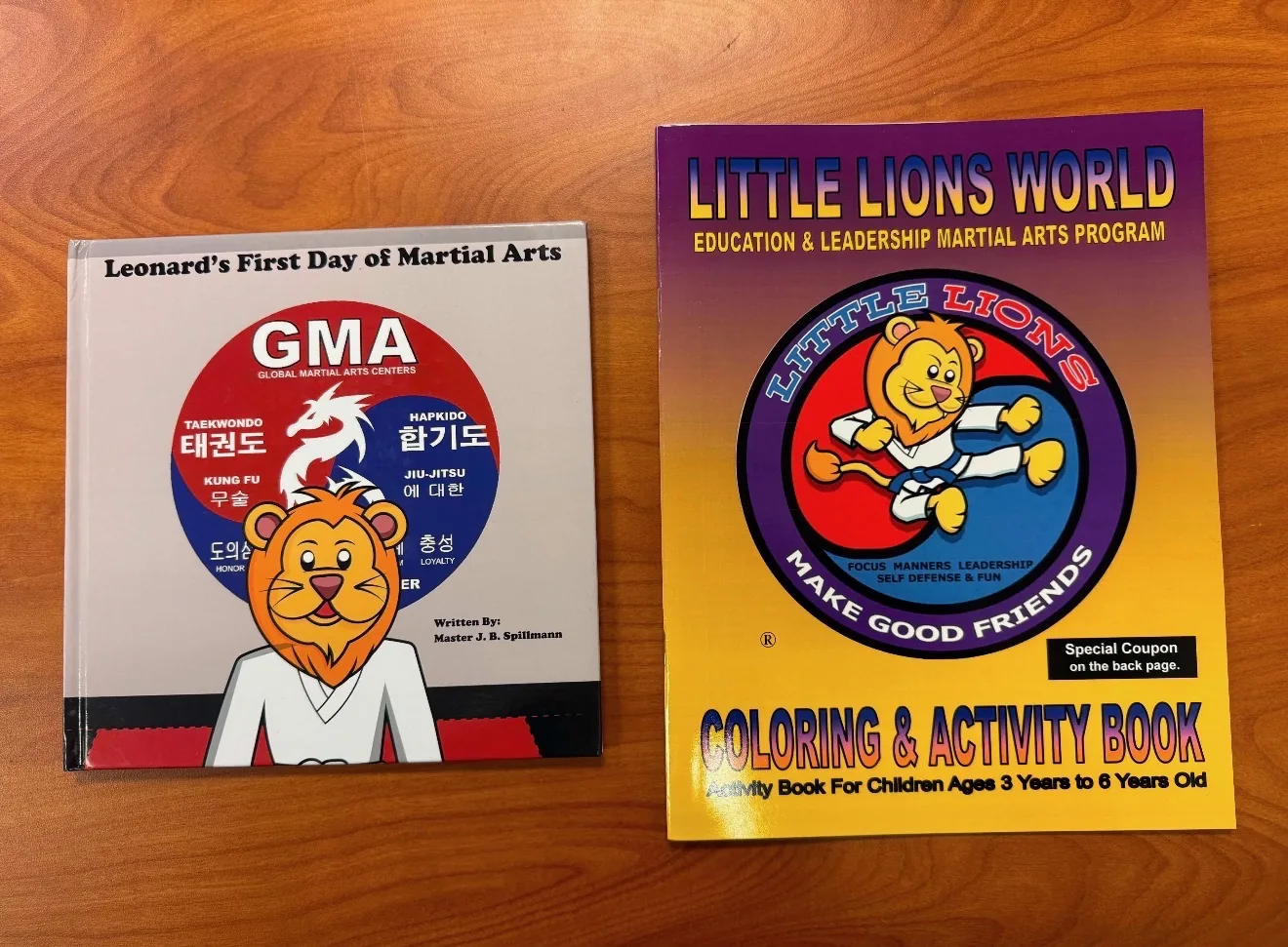 Leonard's First Day of Martial Arts storybook and the Little Lions World Coloring and Activity Book for kids ages 3 to 6